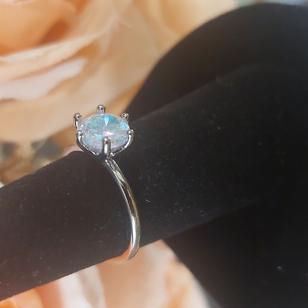 Crystal Multicolor Solitaire Style Ring - 2 Sizes Available - Picture 3 of 6